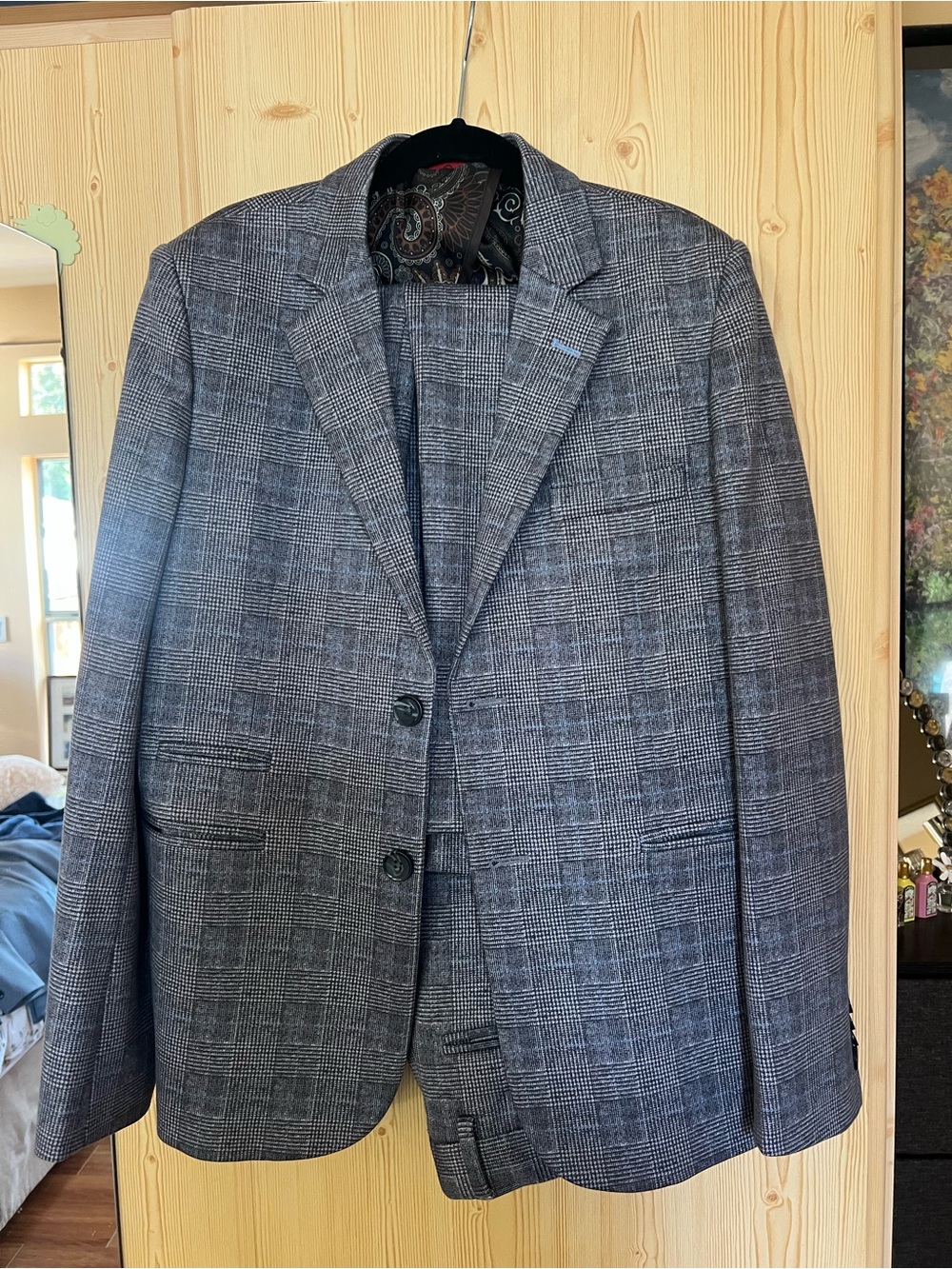 Leo & Zachary Boys Size 14 Grey Glen Plaid Suit Blazer Pants Set